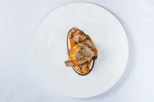 Main dish served on a white plate, Vaughan's Anchor Inn